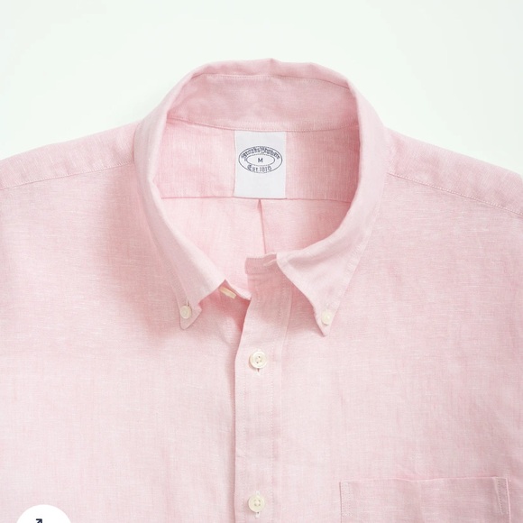 Pink Brooks Brothers Linen Sport Shirt - Picture 3 of 8